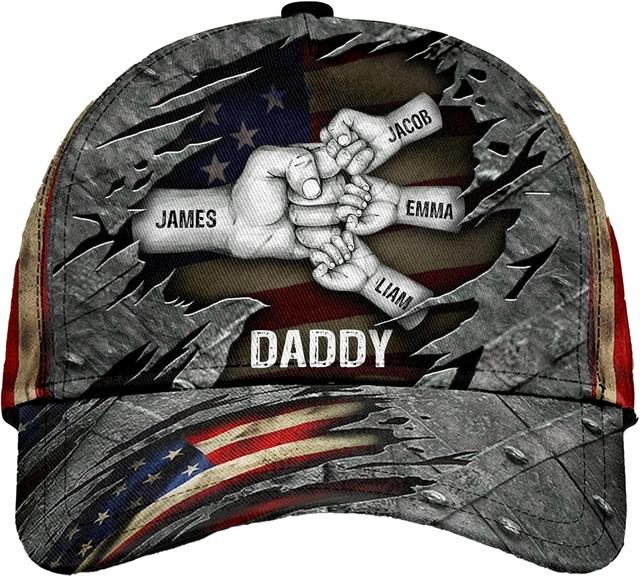 Product image of Custom Dad Hat with Kids Names, Papa Cap, New, 3D Hat, Vintage Baseball Hat, Dad Gifts, Papa Gifts