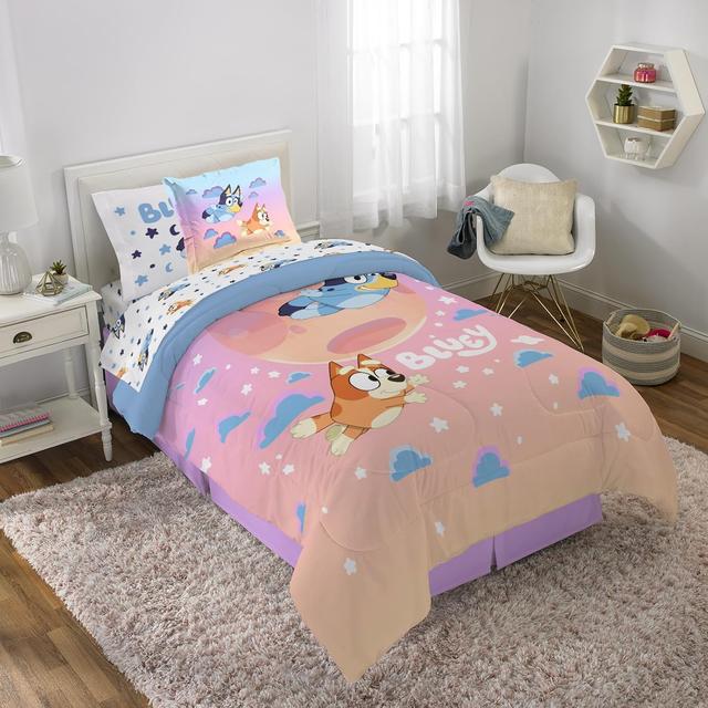 Product image of Jay Franco Bluey & Bingo Twin Comforter Set - 5 Piece Bed Set Includes Sheet Set & Pillow Covers - Super Soft Clouds & Stars Kids Bedding