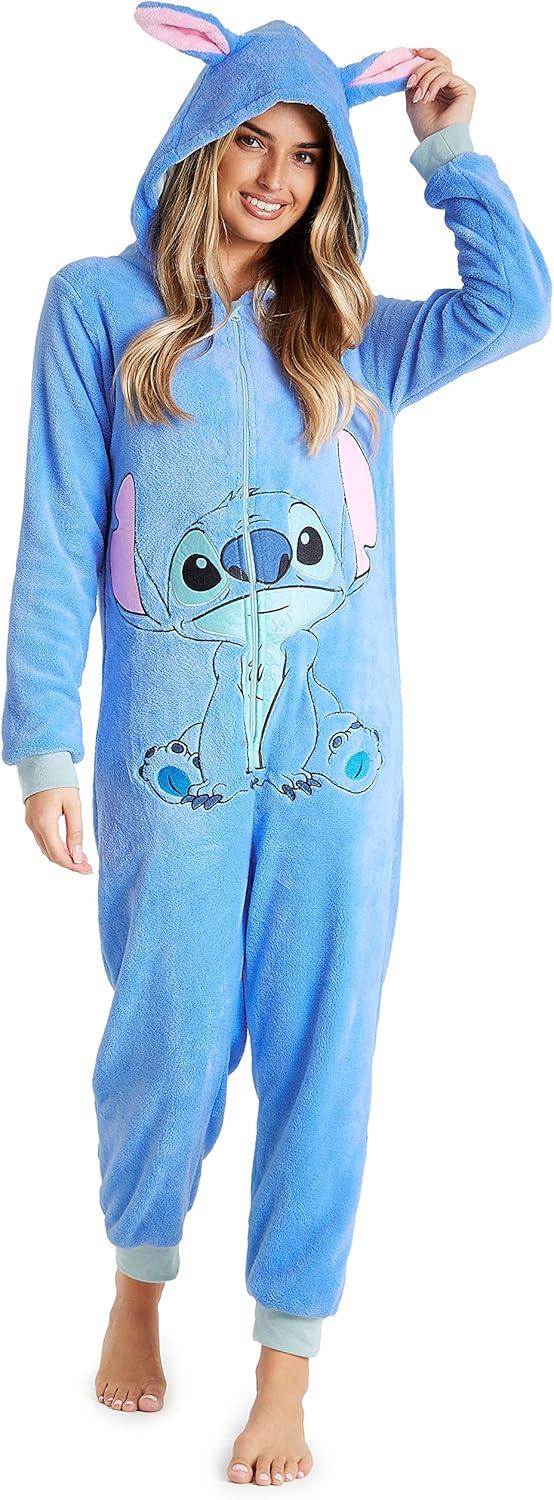 Product image of Disney Stitch Pyjamas for Women - Fluffy Minnie Mouse Eeyore Maleficent Pyjamas Lounge Wear - Stitch Gifts