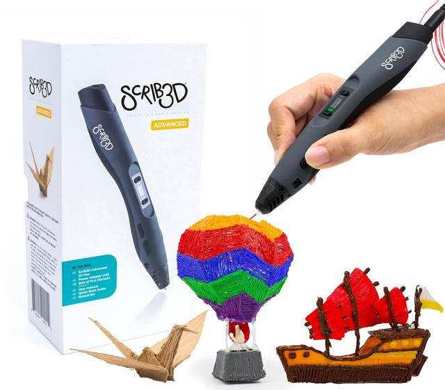 Product image of SCRIB3D Advanced 3D Printing Pen with 20 Feet of Filament, Stencil Book, and Project Guide