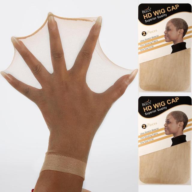 Product image of BEEOS Skinlike HD Wig Cap, 4 Pieces Invisible and Sheer Breathable Ultra-thin Stretchy Stocking Caps for Lace Front Wigs
