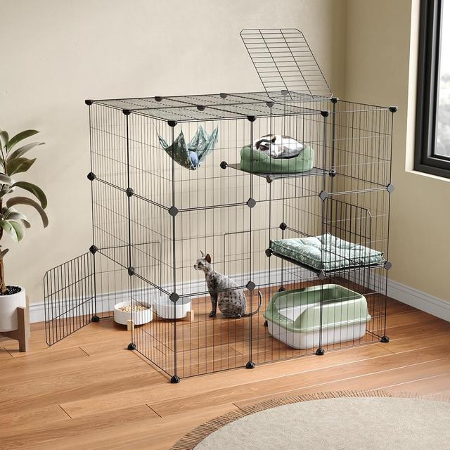 Product image of Oneluck 3-Tier Cat Cages Indoor Enclosure DIY Cat Playpen Catio Detachable Metal Wire Kennels Cats Crate Large Extra Exercise Place Ideal for 1 Cat,35.4 Inches