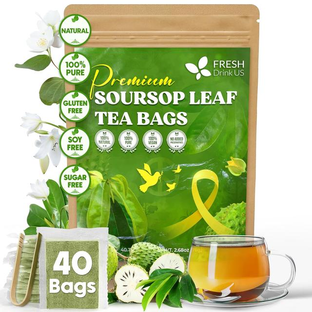 Product image of 40 Premium Soursop Graviola Leaf Tea Bags, 100% Natural and Pure from Soursop Leaves, Handmade, Made With Natural Materials-Corn Fiber Tea Bag, Sugar/Caffeine/Gluten Free, Hoja Guanabana Tea