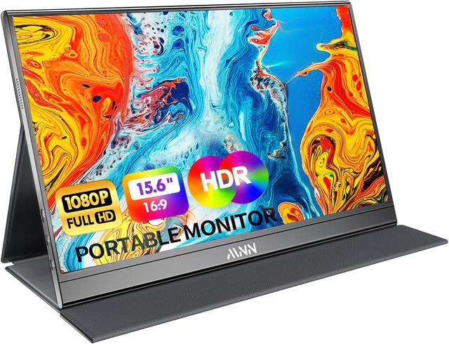 Product image of MNN Portable Monitor 15.6inch FHD 1080P USB C HDMI Gaming Ultra-Slim IPS Display w/Smart Cover & Speakers,HDR Plug&Play, External Monitor for Laptop PC Phone Mac (15.6'' 1080P)