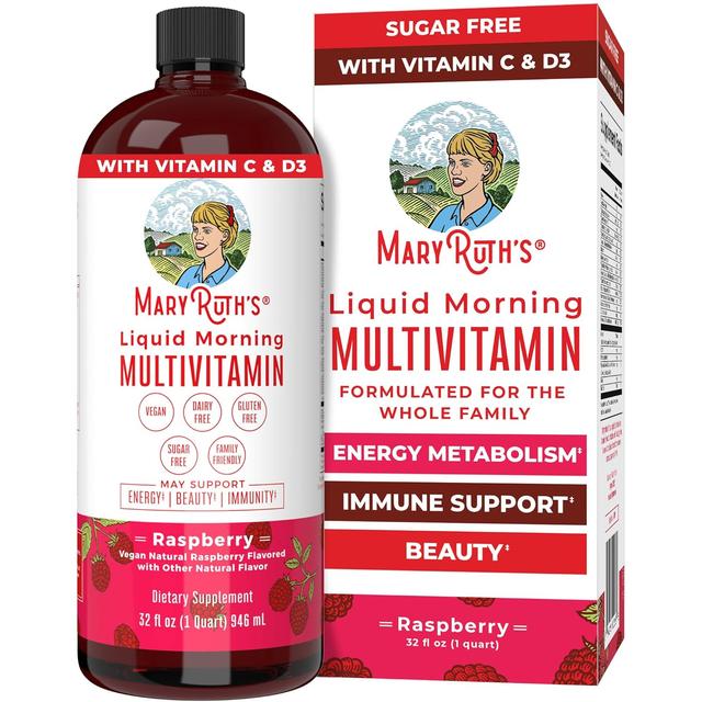 Product image of Multivitamin for Women, Men & Kids by MaryRuth's | Liquid Morning Multivitamin | Mens, Womens Vitamins | Vitamin A C D E B6 B12 Biotin Zinc | Beauty | Vegan | Non-GMO | Gluten Free | 32 Servings