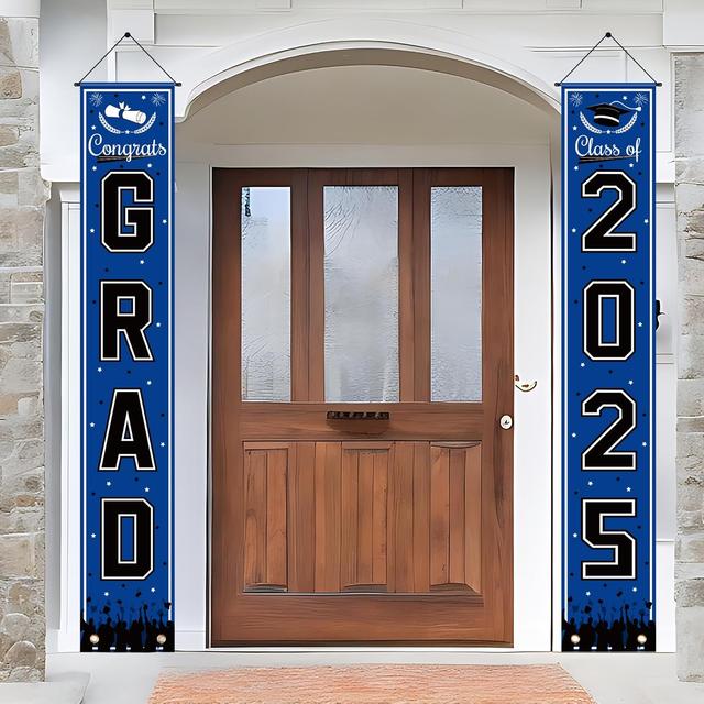 Product image of OHOME Graduation Decorations 2025 - Blue Congrats Grad Porch Banner for Graduation Party Decorations - Class of 2025 - Party Favors Supplies Backdrop Yard Signs Decor