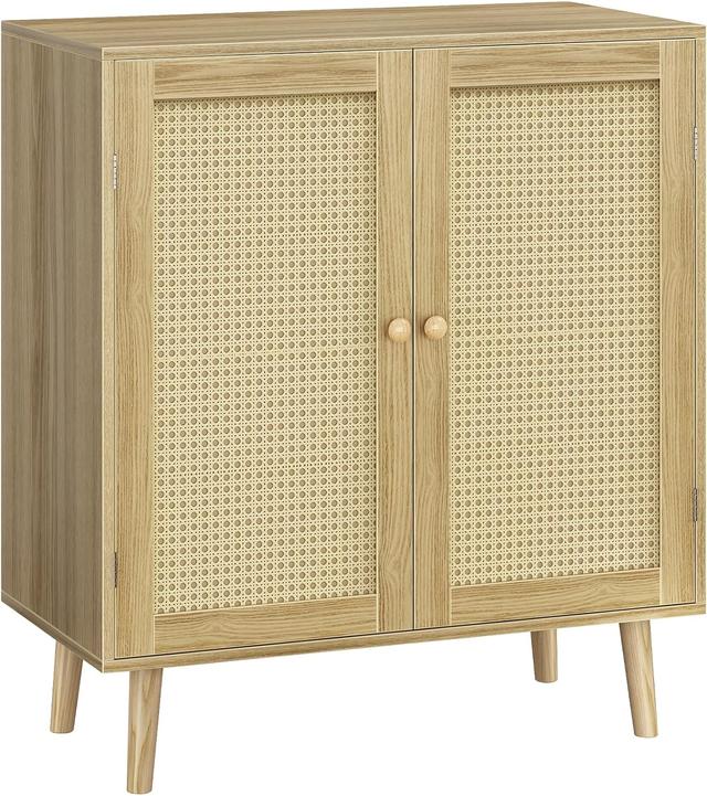Product image of Huuger Buffet Cabinet with Storage, Storage Cabinet with PE Rattan Decor Doors, Accent Sideboard Buffet with Solid Wood Feet, for Hallway, Entry, Living Room, Natural