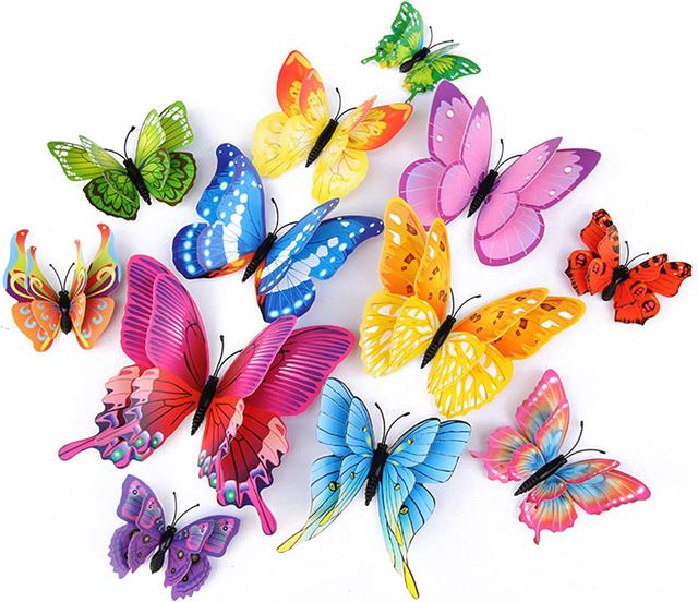 Product image of Butterfly Wall Decor 24/48 PCS, 3D Butterflies Stickers for Party Decorations with Magnets(Colorful, 24)