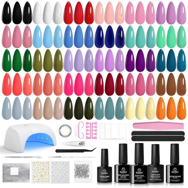 Product image of Beetles Gel Nail Polish Kit with U V Light, Beetles Four Seasons Glow 32 Colors Gel Polish 54 Pcs Nail Kit with Base and Matte&Glossy Top Coat Soak Off DIY Art Manicure Gifts for Women Teens Girls