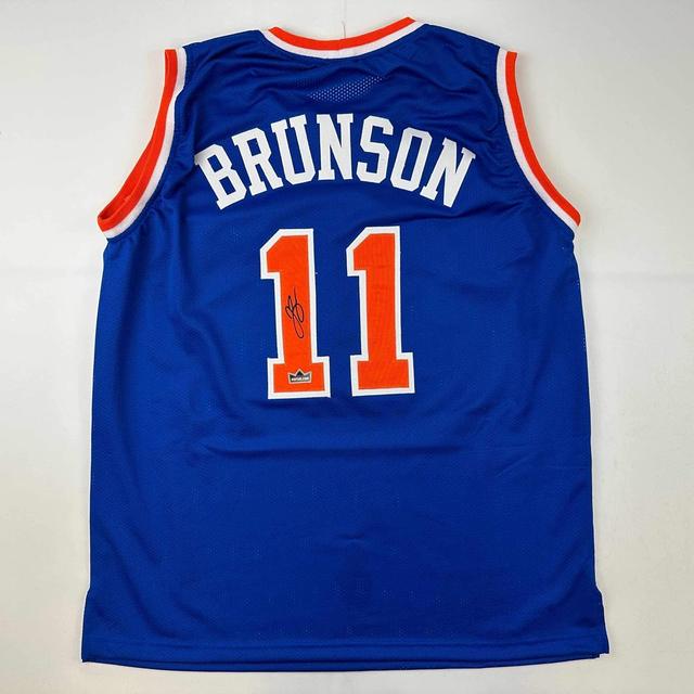 Product image of Facsimile Autographed Jalen Brunson New York Blue Reprint Laser Auto Basketball Jersey Size Men's XL