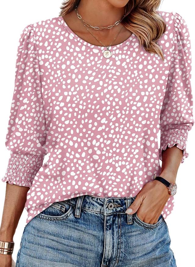 Product image of XIEERDUO Blouses for Women Dressy Casual 3/4 Length Sleeve Womens Tops with Smocked Cuffs