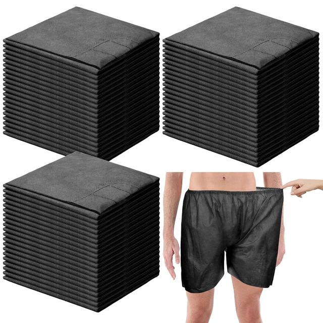 Product image of 100 Pcs Disposable Exam Shorts Medical Patient Short Unisex Exam Wear Non Woven with Elastic Waistband Large Bottoms for Examination Massage Spray Tan Spa(Black)