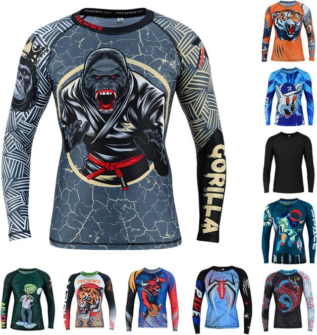 Product image of Roar BJJ Kid's MMA Rash Guard Training No-Gi and Gi Jiu Jitsu Rashguard MMA Grappling Compression Shirts Wrestling