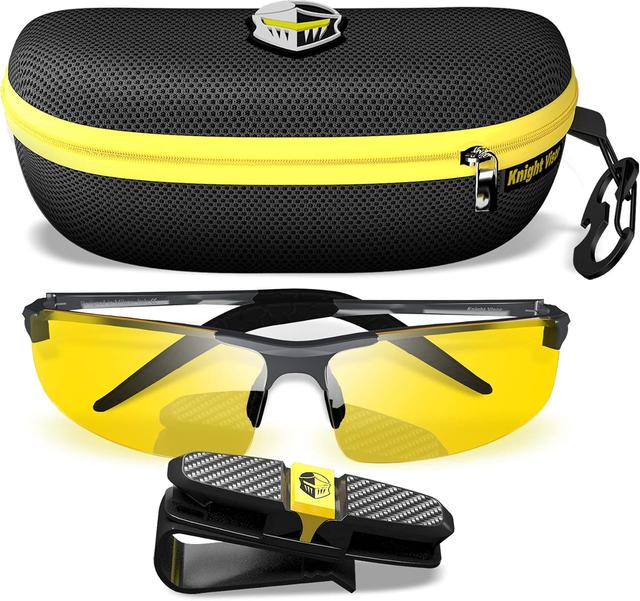 Product image of BLUPOND Night Driving Glasses For Men/Women - HD Yellow Vision for Maximum Clarity - Knight Visor (BLACK, Yellow Amber)