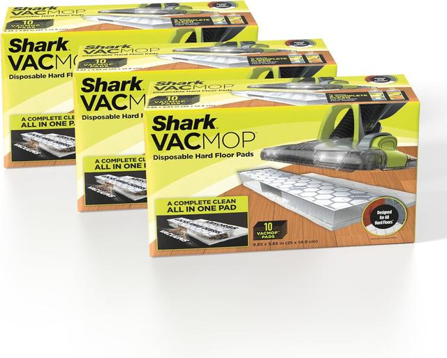 Product image of Shark VACMOP Disposable Hard Floor Pad Refills, Compatible with VM252 & VM180, No-touch Disposal, For use on ALL Sealed Floors - Stone, Hardwood, Laminate & Tile, (Pack of 3, 30 Count Total), VMP30