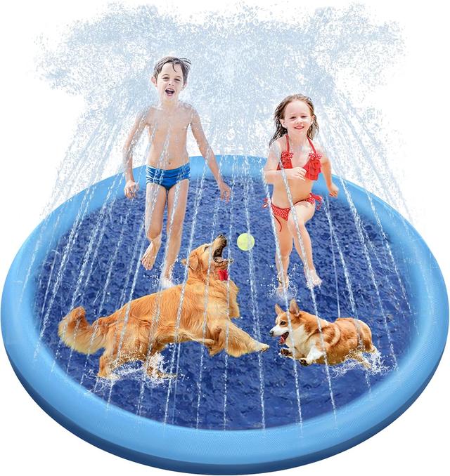 Product image of Splash Pad, 67in Anti-Slip Splash Pad for Kids Dogs 0.58mm Thickened Dog Pool Splash Sprinkler Pad Durable Summer Outdoor Water Toys for Baby Toddler Boys Girls Pet