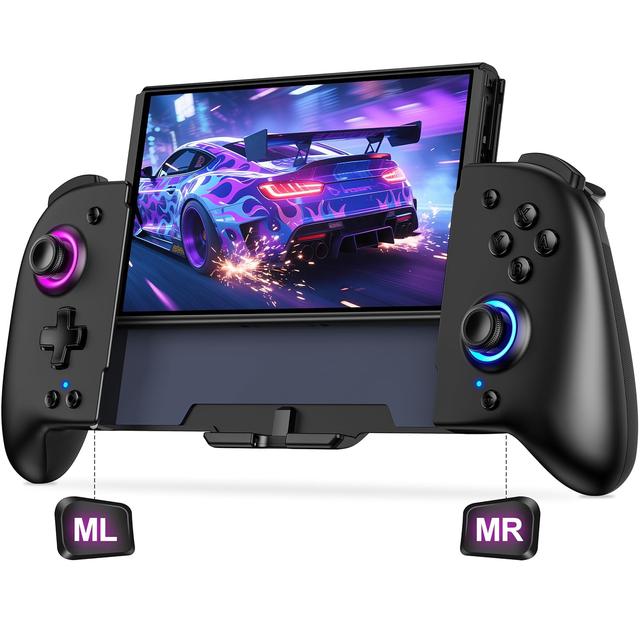 Product image of Switch Controllers, Wireless Pro Controller Replacement for Nintendo Switch Controller/OLED, One-Piece Ergonomic Handheld Controller with Programmable/Turbo/Wakeup, Black