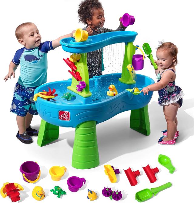 Product image of Step2 Rain Showers Splash Pond Toddler Water Table, Kids Water and Sand Activity Sensory Playset, Summer Outdoor Toys, 13 Piece Toy Accessories, For Toddles 1.5+ Years Old