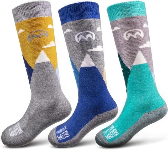 Product image of OutdoorMaster Kids Ski Socks - Merino Wool Blend, Over the Calf Design