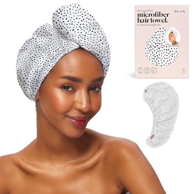 Product image of Kitsch Microfiber Hair Towel Wrap for Women - Microfiber Towel, Super Absorbent, Quick Dry, Anti-Frizz - for Long and Short Hairs, Turbans for Women, Wet and Curly Hair Wrap - Micro Dot