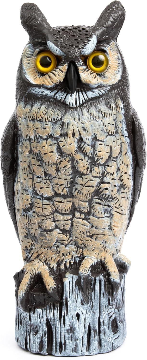 Product image of Dalen Large Fake Owl Decoy to Scare Birds Away - Garden Scarecrow Provides Natural Pest Control - 16" Tall - Great Horned Owl