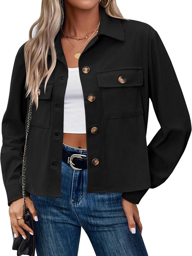Product image of Zeagoo Womens Fashion Cropped Shackets Corduroy Button Down Crop Jackets Tops Long Sleeve Shirts Trendy 2025
