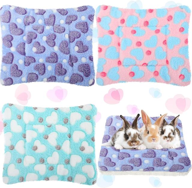 Product image of Jetec 3 Pcs Bunny Guinea Pig Beds Soft Bunny Mats Warm Guinea Pig Mat Small Animal Winter Bed Pads Fleece Sleeping Pads for Indoor Rabbit Hamster Squirrel Hedgehog Chinchilla Ferret(Heart)