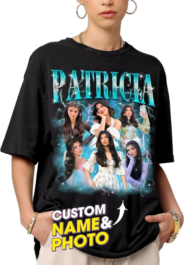 Product image of Mit & Mia Custom Bootleg Rap Tee Shirt for Boyfriend Girlfriend Custom Face Tshirt Vintage Graphic Shirt Gift Idea Birthday