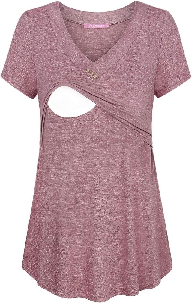 Product image of Joymom Womens V Neck Short Sleeve Nursing Tops Maternity Breastfeeding Shirts S-2XL