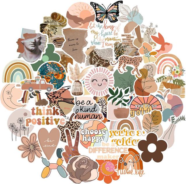 Product image of Vintage Aesthetic Stickers 50 Pcs, Vinyl Waterproof Stickers for Water Bottles Laptop Phone Computer Guitar (1)