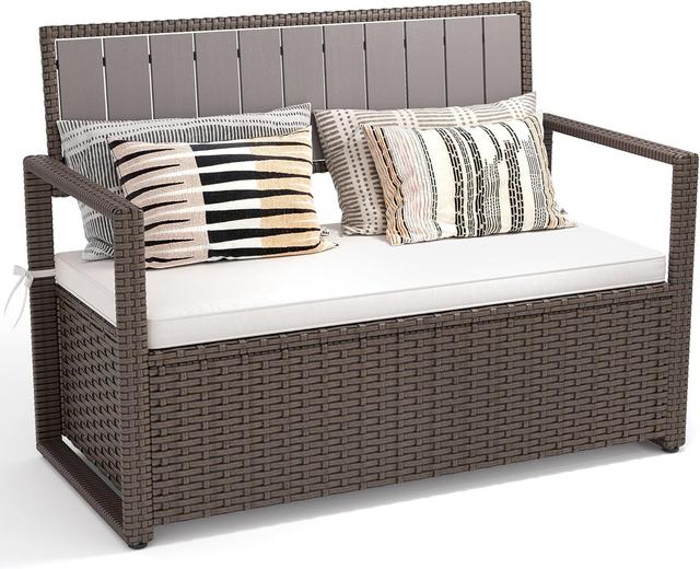 Product image of YITAHOME 70 Gallon All-Weather PE Rattan Storage Bench, Waterproof Deck Box Seat for Patio Furniture, Outdoor Cushions, Pool & Garden Tools, Brown
