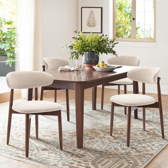 Product image of COLAMY Wooden Dining Chairs Set of 4, Modern Fabric Upholstered Kitchen Side Chairs, Farmhouse Dining Room Chair with Foot Pegs, Beige