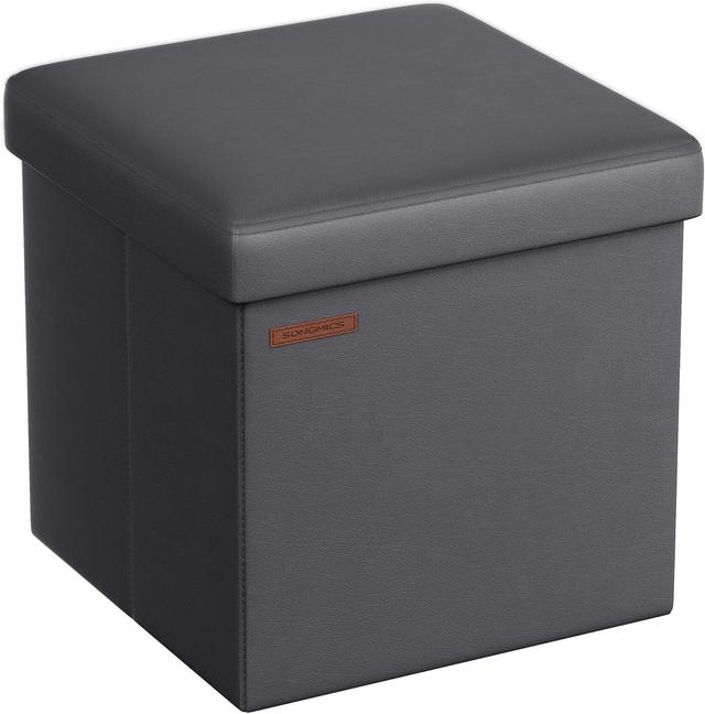 Product image of SONGMICS Mazie Collection - 15 Inches Ottoman with Storage, Footstool, Storage Ottoman, Load 660 lb, for Dorm, Living Room, Bedroom, Synthetic Leather, Dark Gray ULSF010G01