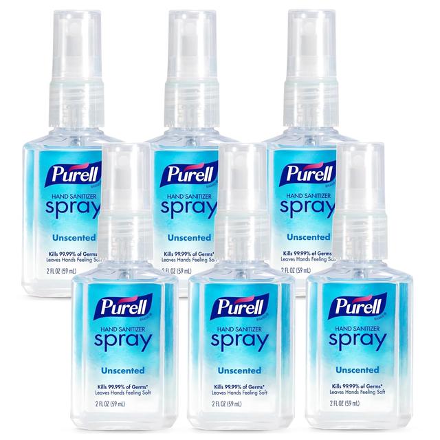 Product image of PURELL Advanced Hand Sanitizer Spray, Unscented, 2 fl oz Travel-Size Spray Bottle (Pack of 6) – 2023-04-EC