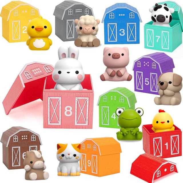 Product image of Learning Toys for 1,2,3 Year Old Toddlers, 20Pcs Farm Animals Toys Montessori Counting, Matching & Sorting Fine Motor Games, Christmas Birthday Easter Gift for Baby Boys Girls Age 12-18 Months