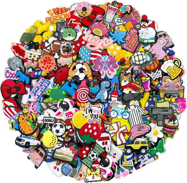 Product image of Lot of 30,50,100 Cartoon Random Bulk Shoe Charms and pins - Cool and Cute - PVC - for Sandals and Shoe Decoration