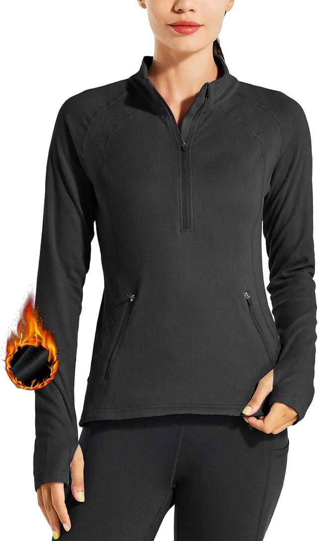 Product image of Willit Women's Fleece Running Jacket Pullover Thermal Equestrian Shirt Golf Shirt Long Sleeve Half Zip Exercise Winter Gear