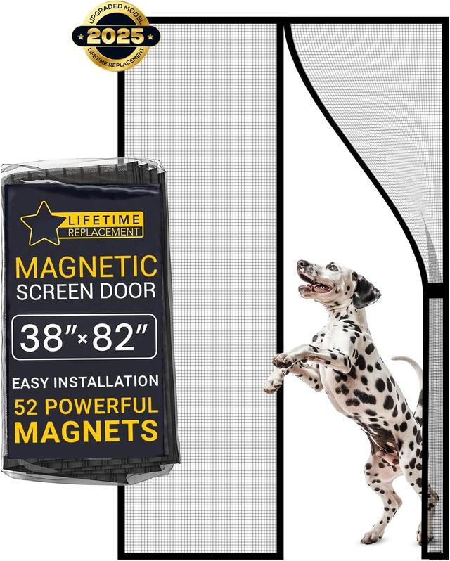 Product image of Magnetic Screen Door Mesh (2025 Model) – Fine Weave See-Through Mesh Without Ugly Vertical Lines, 52 Magnets, 2 Easy Install Kits for 2-Season Use, Pet Scratch Resistant Bug Proof,38"x82", Flux Phenom