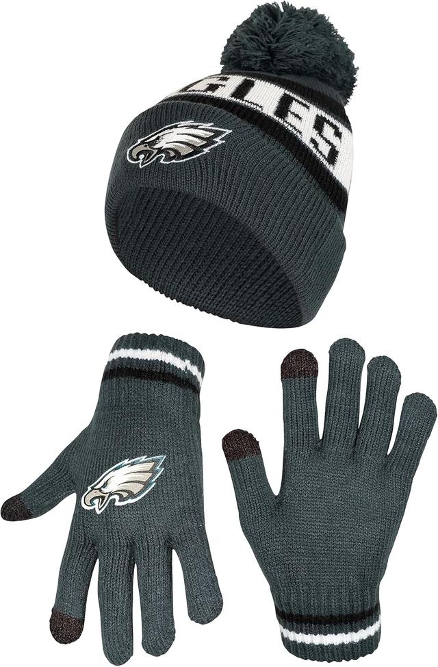 Product image of Ultra Game Youth NFL Official Super Soft Winter Beanie Knit Hat With Extra Warm Touch Screen Gloves