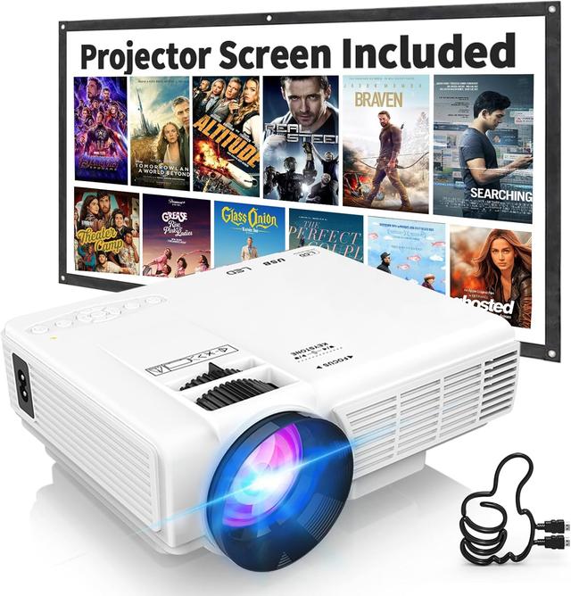 Product image of Projector with Two-way Bluetooth, Mini Projector with Projector Screen, Full HD 1080P Portable Video Projector, Home Movie Projector Compatible with HDMI/USB/Smartphone