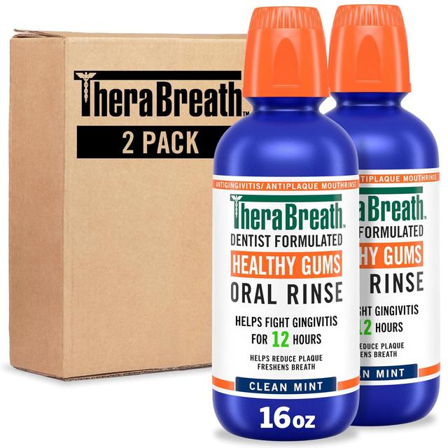 Product image of TheraBreath Healthy Gums Mouthwash Clean Mint, Antigingivitis, Dentist Formulated, 16 Fl Oz (2-Pack)