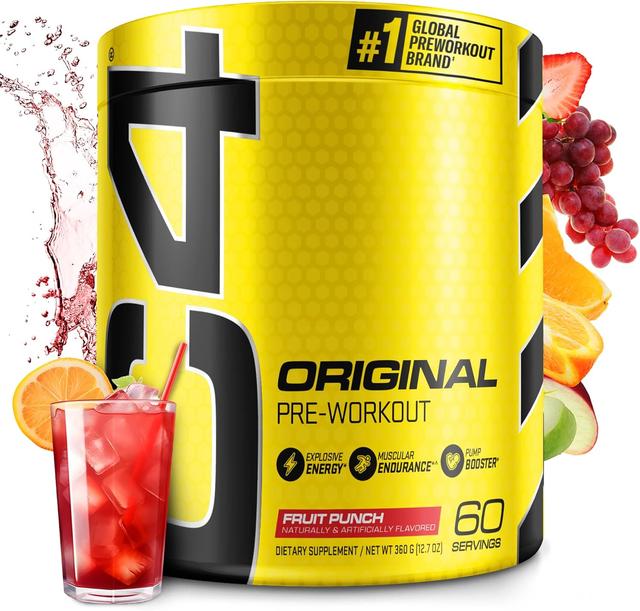 Product image of C4 Original Pre Workout Powder Fruit Punch - Vitamin C for Immune Support - Sugar Free Preworkout Energy for Men & Women - 150mg Caffeine + Beta Alanine + Creatine - 60 Servings