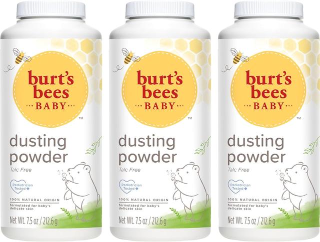 Product image of Burt's Bees Baby Dusting Powder, 100% Natural Origin, Talc-Free, Pediatrician Tested, 7.5 Ounces, Pack of 3, Pack May Vary