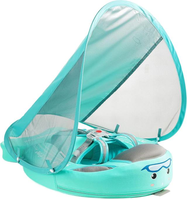 Product image of Mambobaby Float Add Tail Baby Swim Float with Canopy, Non-Inflatable Solid Baby Float, Upgrade Soft Skin-Friendly Fabric Material Infant Swim Float (Special Edition Green)