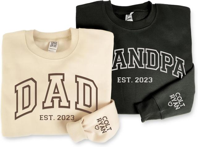 Product image of NAZENTI Dad Embroidered Sweatshirt, Personalized Dad Shirt with Kids Names, Heart on Sleeve, Grandpa Papa Shirt