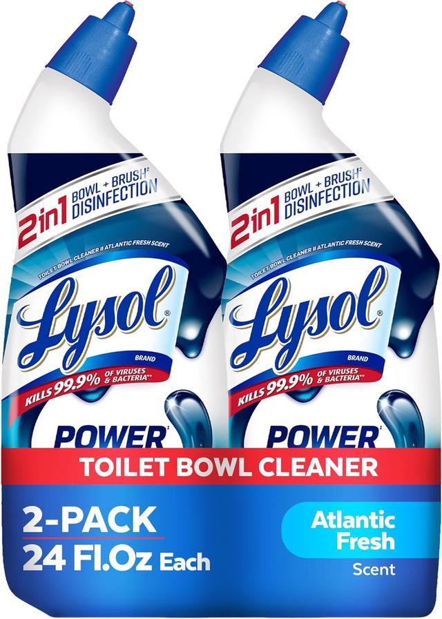 Product image of Lysol Toilet Bowl Cleaner, Max Strength Bathroom Cleaning Supplies, Toilet Bowl Cleaner Clinging Gel, Home Essential, Instant Stain Removal, Disinfecting and Deodorizing, Bleach Free, 24 oz (2 ct)