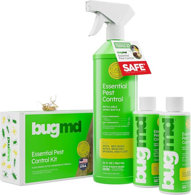 Product image of BugMD Ant Killer & Bug Spray - Roach and Cockroach Killer Indoor, Spider Spray for Home, Fly and Insect Defense, Natural, Safe with Essential Oils, Plant-Powered, Pest Control - Starter Kit