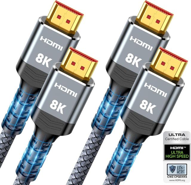 Product image of 10K 8K HDMI 2.1 Cable 2-Pack 6.6FT, Highwings Certified 48Gbps Ultra High Speed Slim HDMI Cord,Support 4K@120Hz 8K@60Hz, HDCP 2.2&2.3, Dynamic HDR,eARC,DTS:X, Compatible with Roku TV/HDTV/PS5/Blu-ray