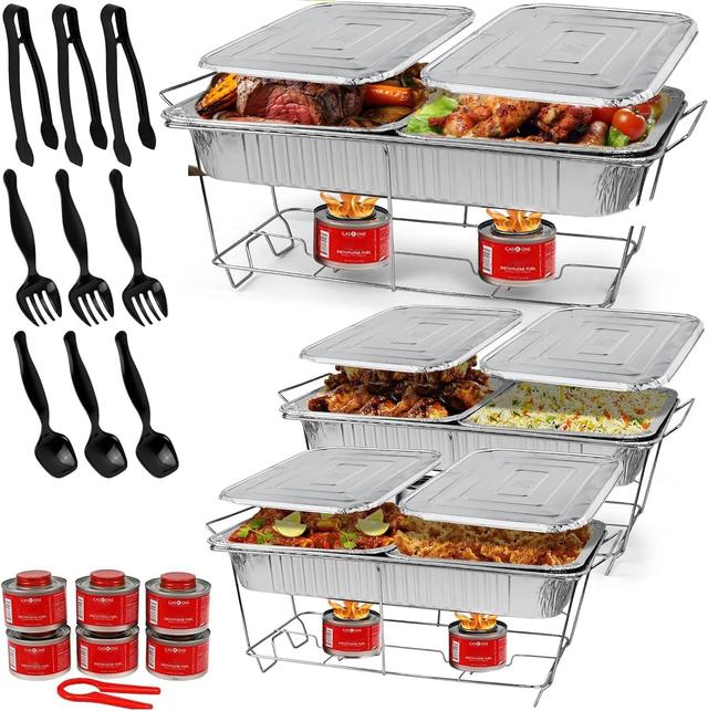 Product image of Large Full Size 33-Pcs Disposable Chaffing Buffet with-Covers, Utensils, Fuel Cans – Premium Chafing Dish Set for Events, Parties, Catering