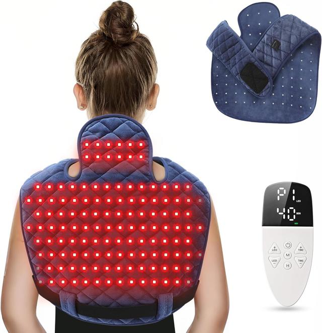 Product image of Red Light Therapy for Body, Fathers Day & Birthday Gifts for Mom Dad Women Men, Heating Pad for Neck and Shoulders and Back, 660nm & 850nm Infrared Light, 5 Light Intensity 3 Heat Levels, Dark Blue